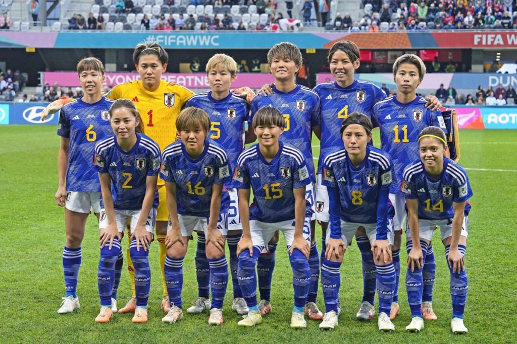 Fußball: Frauen-WM: Die japanische Startelf stellt sich vor dem Spiel der Frauen-WM-Gruppe C gegen Costa Rica im Dunedin-Stadion in Dunedin, Neuseeland, am 26. Juli 2023 für ein Mannschaftsfoto auf. (imago1032516974h)